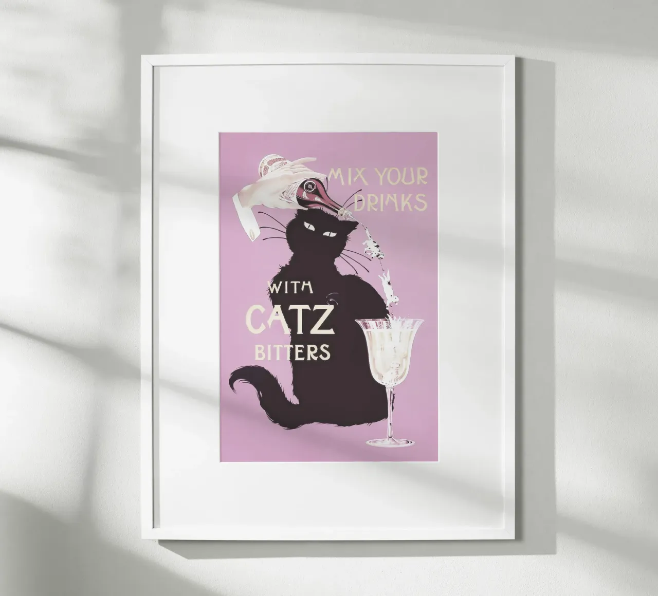 Catz Bitters, Gatto nero stravagante con poster per cocktail poster da Vibrant Vintage Prints