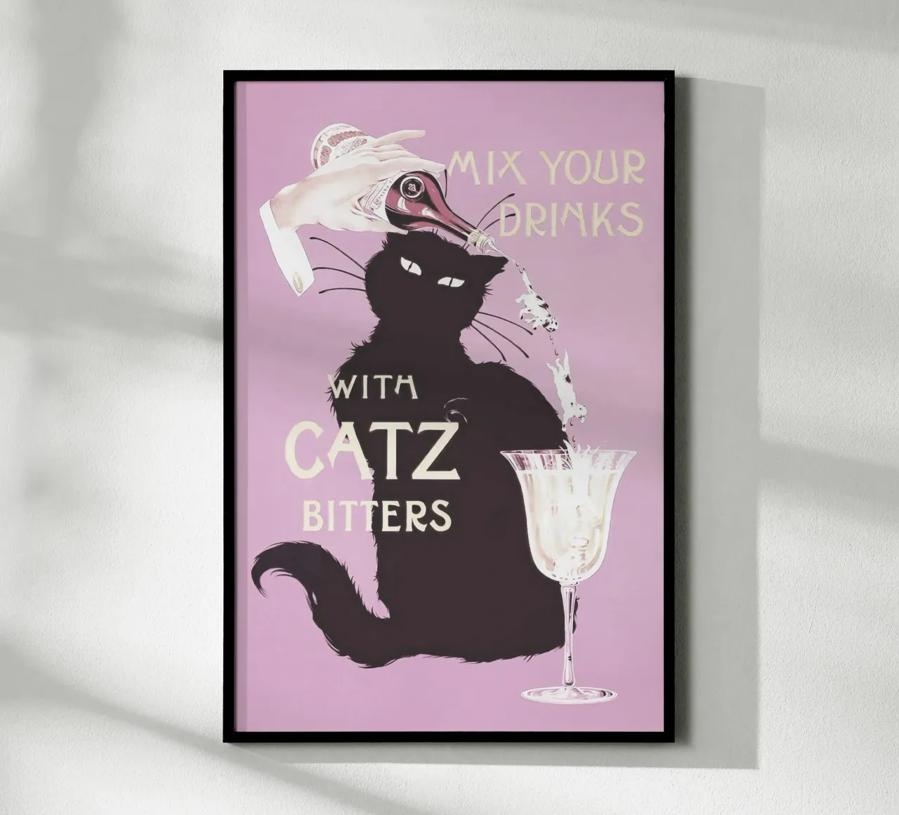 Catz Bitters, Gatto nero stravagante con poster per cocktail poster da Vibrant Vintage Prints