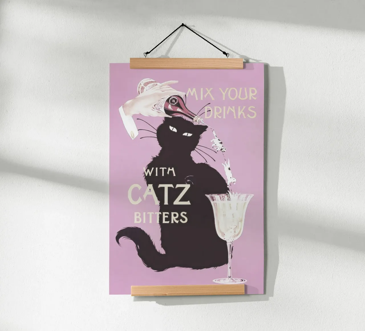 Catz Bitters, Gatto nero stravagante con poster per cocktail poster da Vibrant Vintage Prints