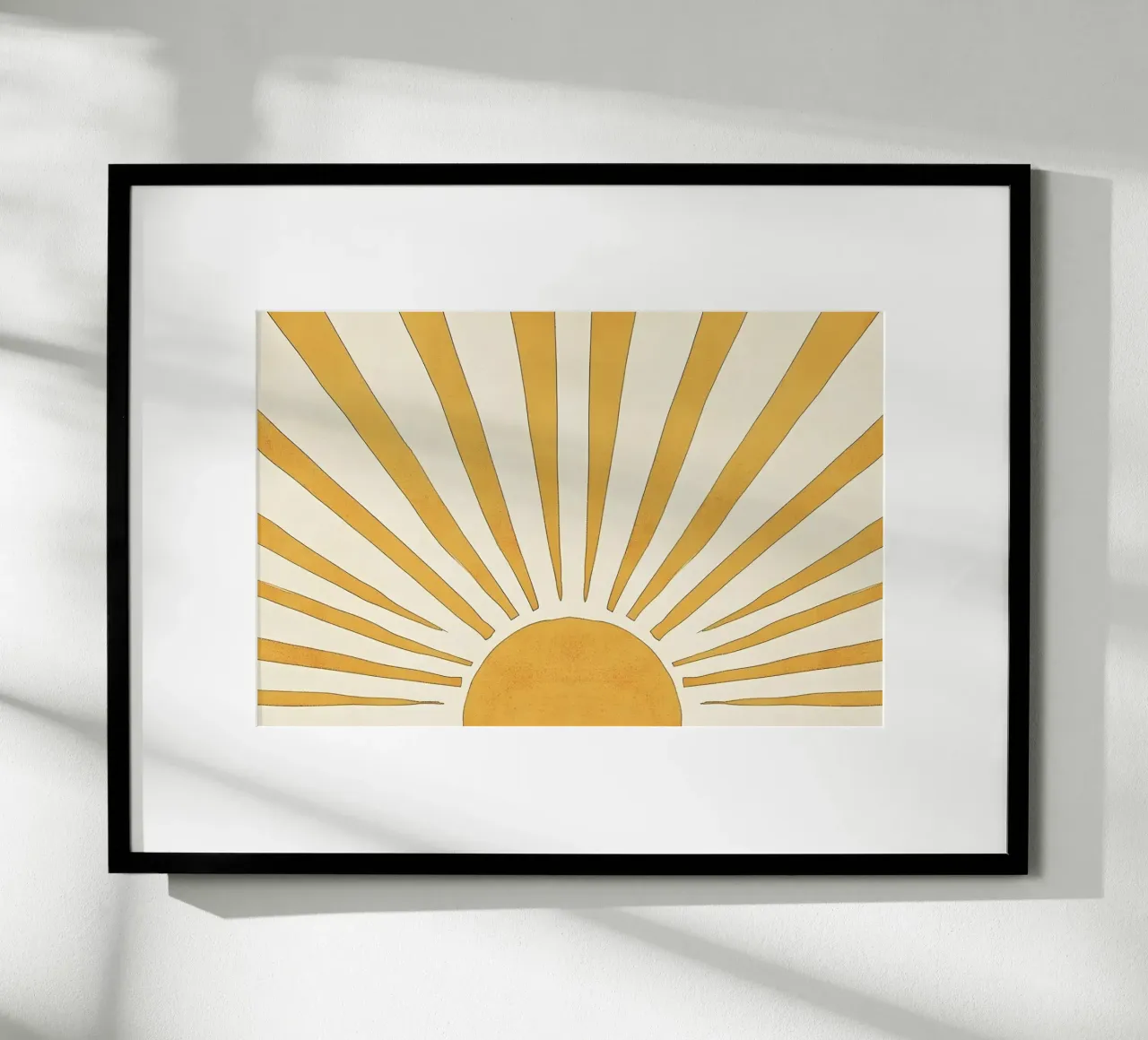 Raggi di sole, sole che fa capolino all'orizzonte, arte dell'alba poster con telaio in plastica da Vibrant Vintage Prints