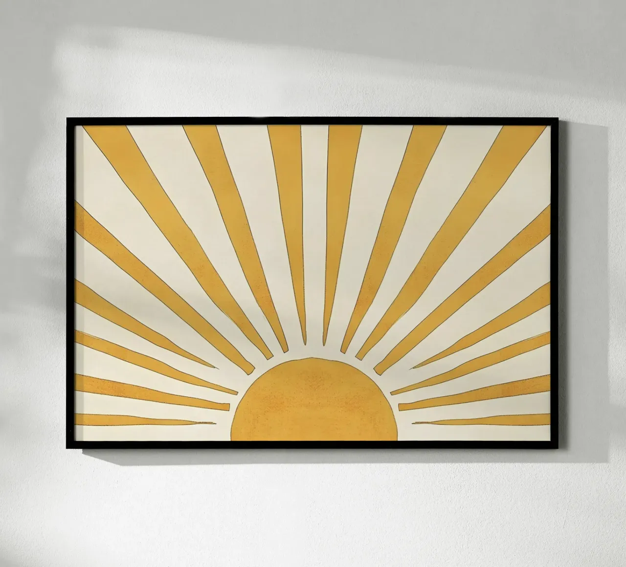 Raggi di sole, sole che fa capolino all'orizzonte, arte dell'alba poster con telaio in plastica da Vibrant Vintage Prints