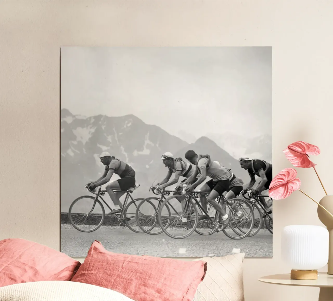 Gara Peleton 1950 Vecchio Bw poster con telaio in legno da SPECIAL SHOP GENTHO UK