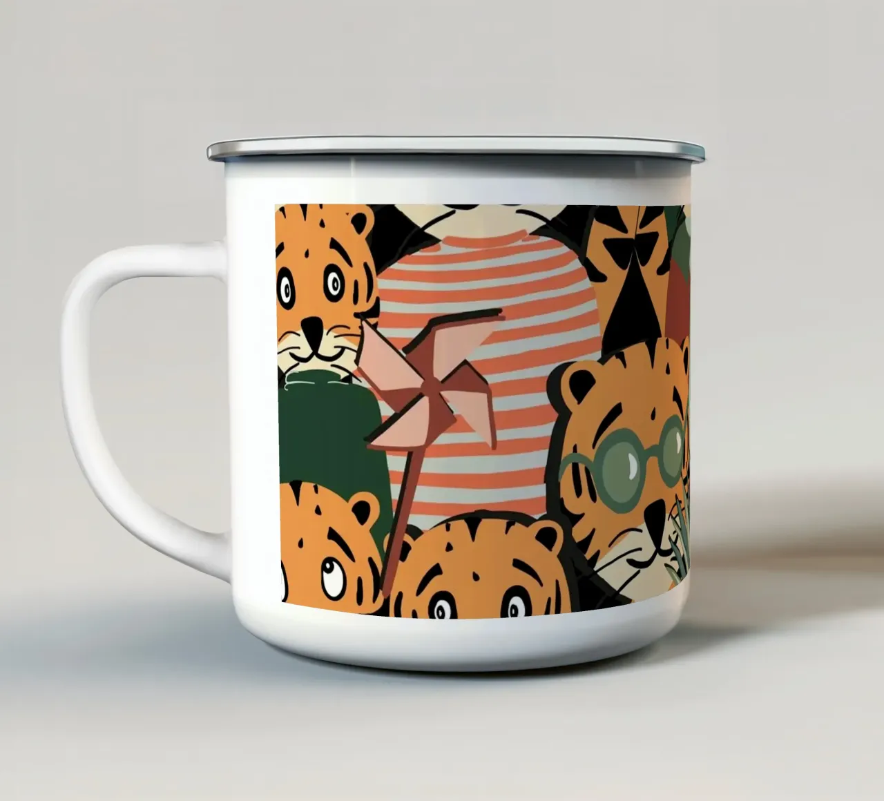 Tigri carine tazza in smalto da gulsengunel
