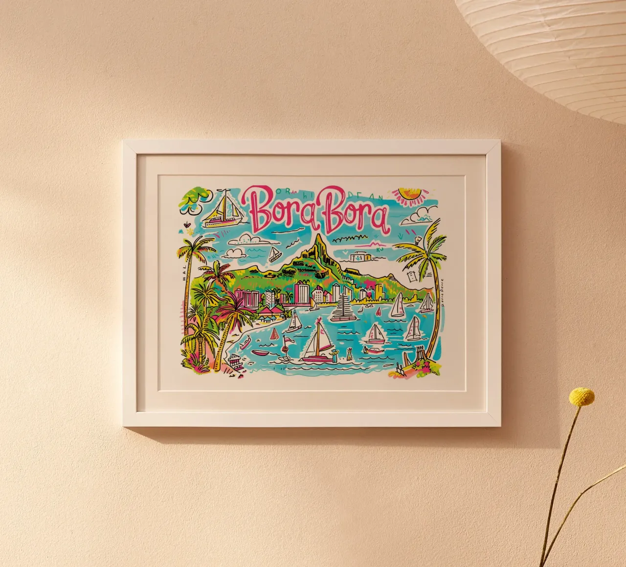 Poster di viaggio pop art tropicale sull'isola di Bora Bora poster con telaio in alluminio da homdeco