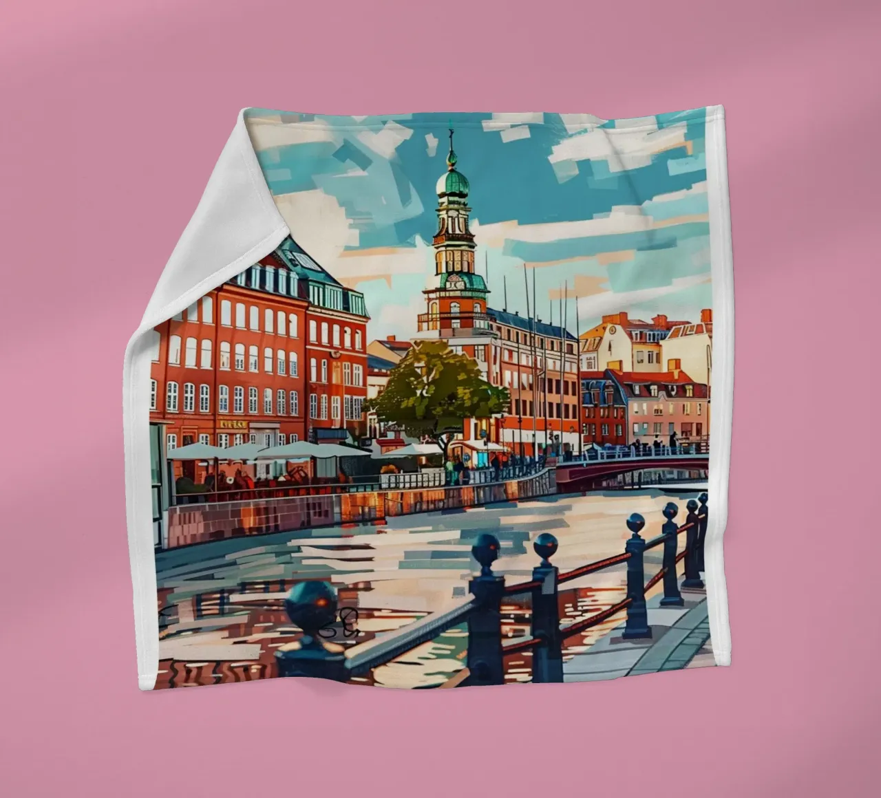 Copenaghen Danimarca | Poster moderno d'epoca con paesaggio urbano coperta in pile da homdeco