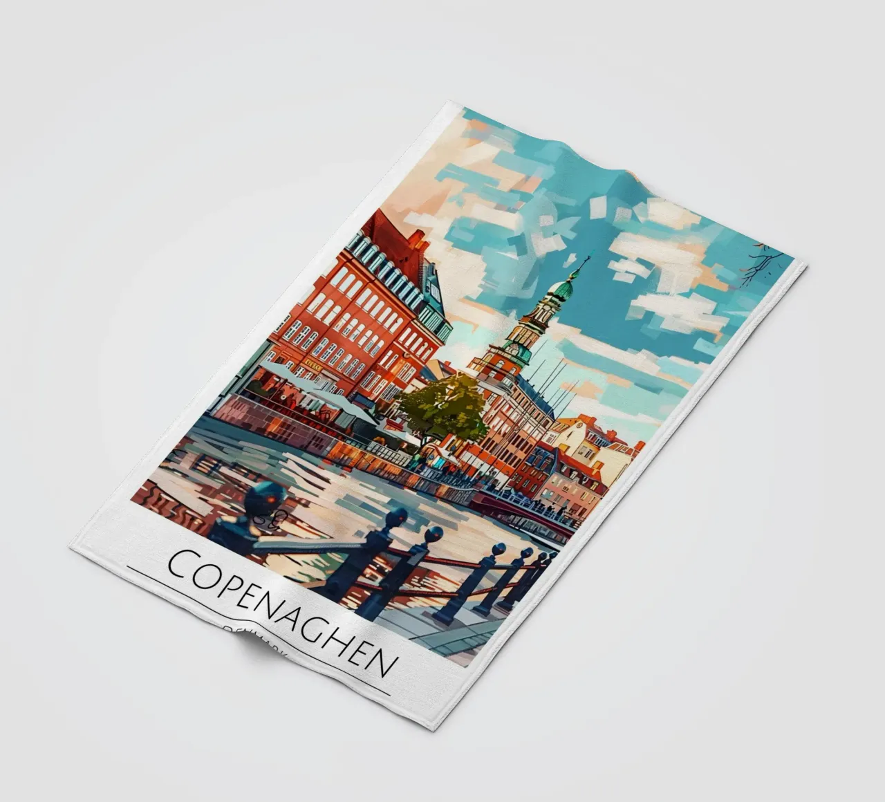 Copenaghen Danimarca | Poster moderno d'epoca con paesaggio urbano coperta in pile da homdeco