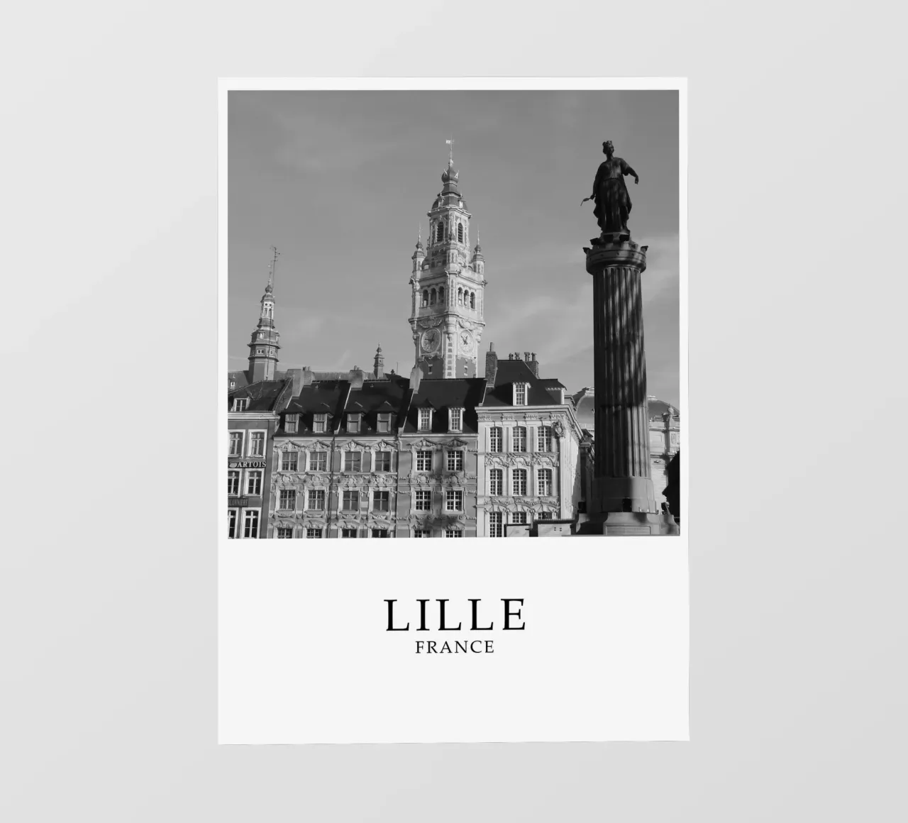 Lille Francia Architettura Scena in scala di grigi pellicola backlit da Charnwood Prints