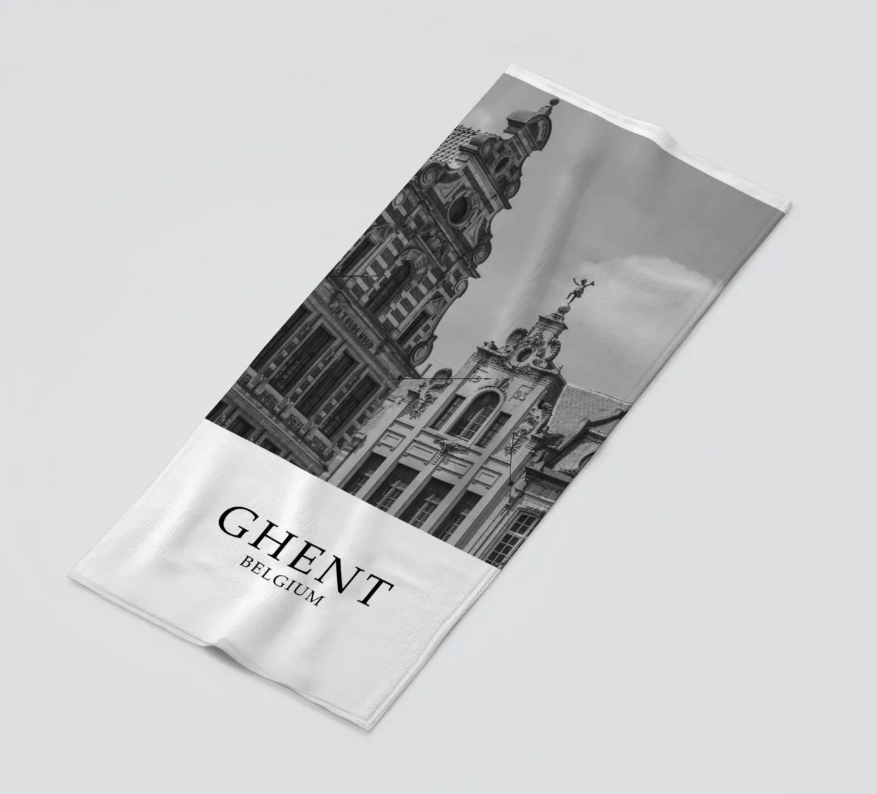 Gand Belgio Architettura Scena in scala di grigi telo mare da Charnwood Prints