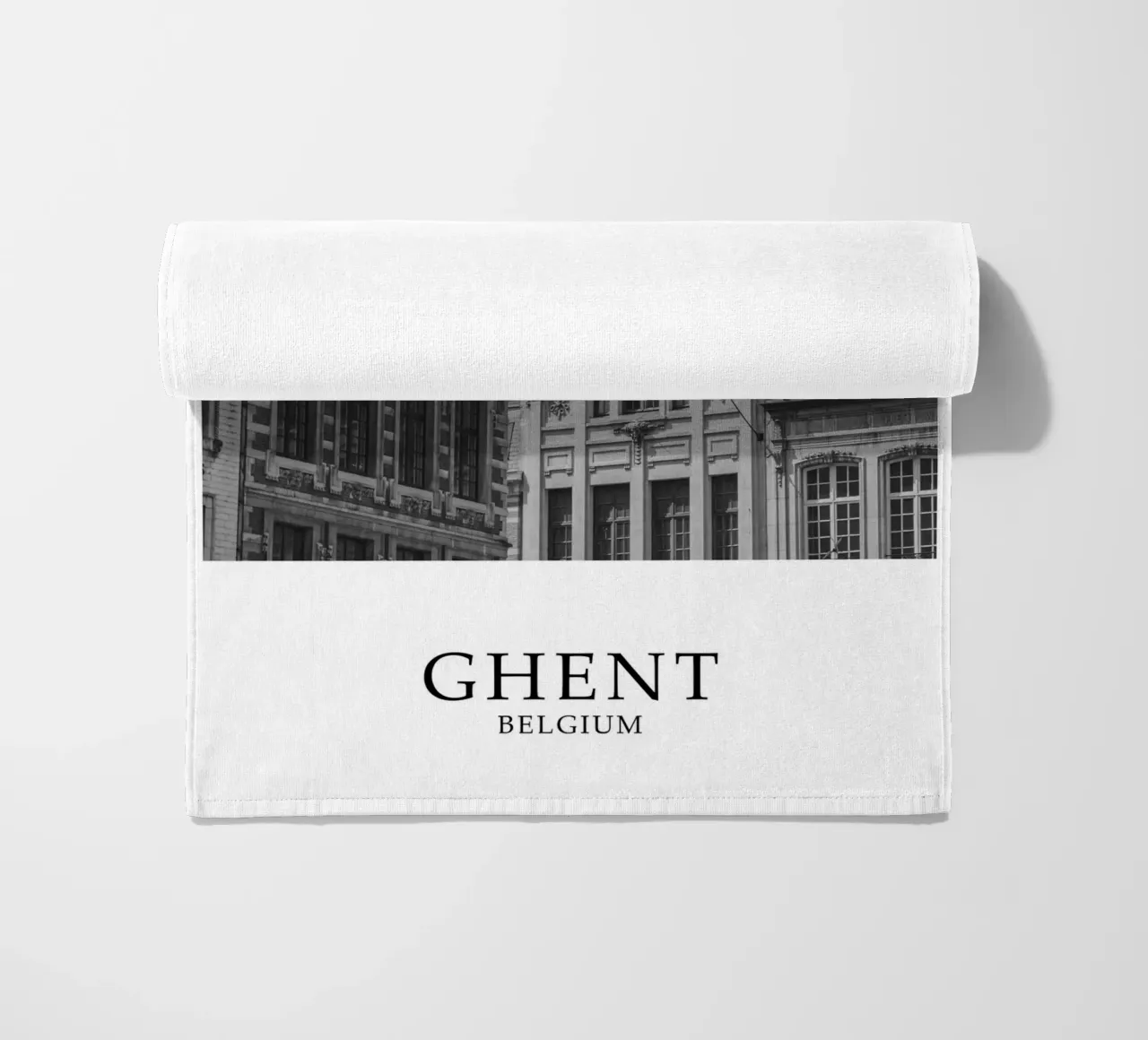 Gand Belgio Architettura Scena in scala di grigi telo mare da Charnwood Prints