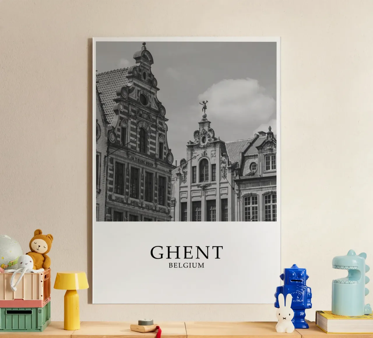 Gand Belgio Architettura Scena in scala di grigi plexiglass da Charnwood Prints