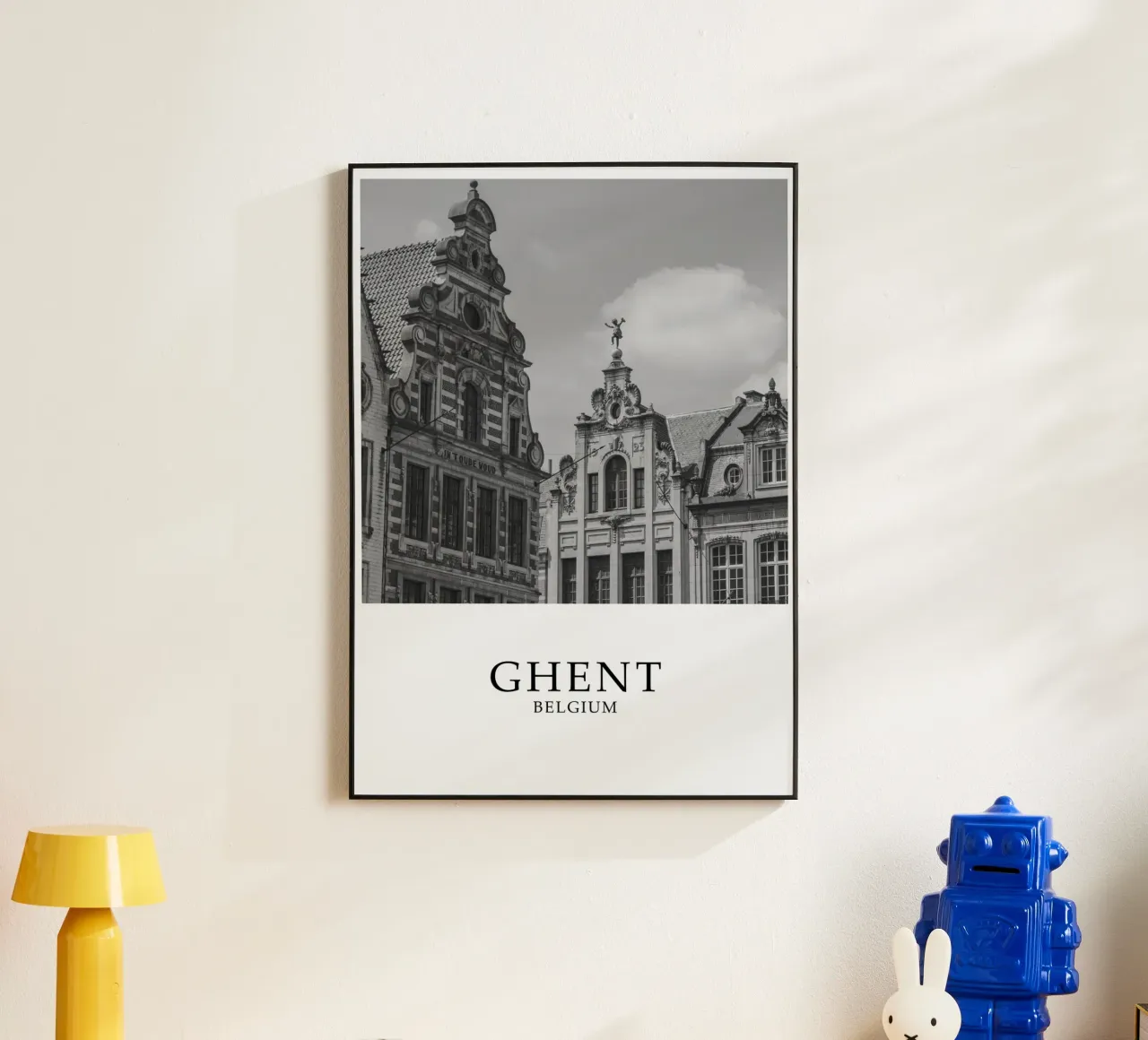 Gand Belgio Architettura Scena in scala di grigi alluminio dibond da Charnwood Prints