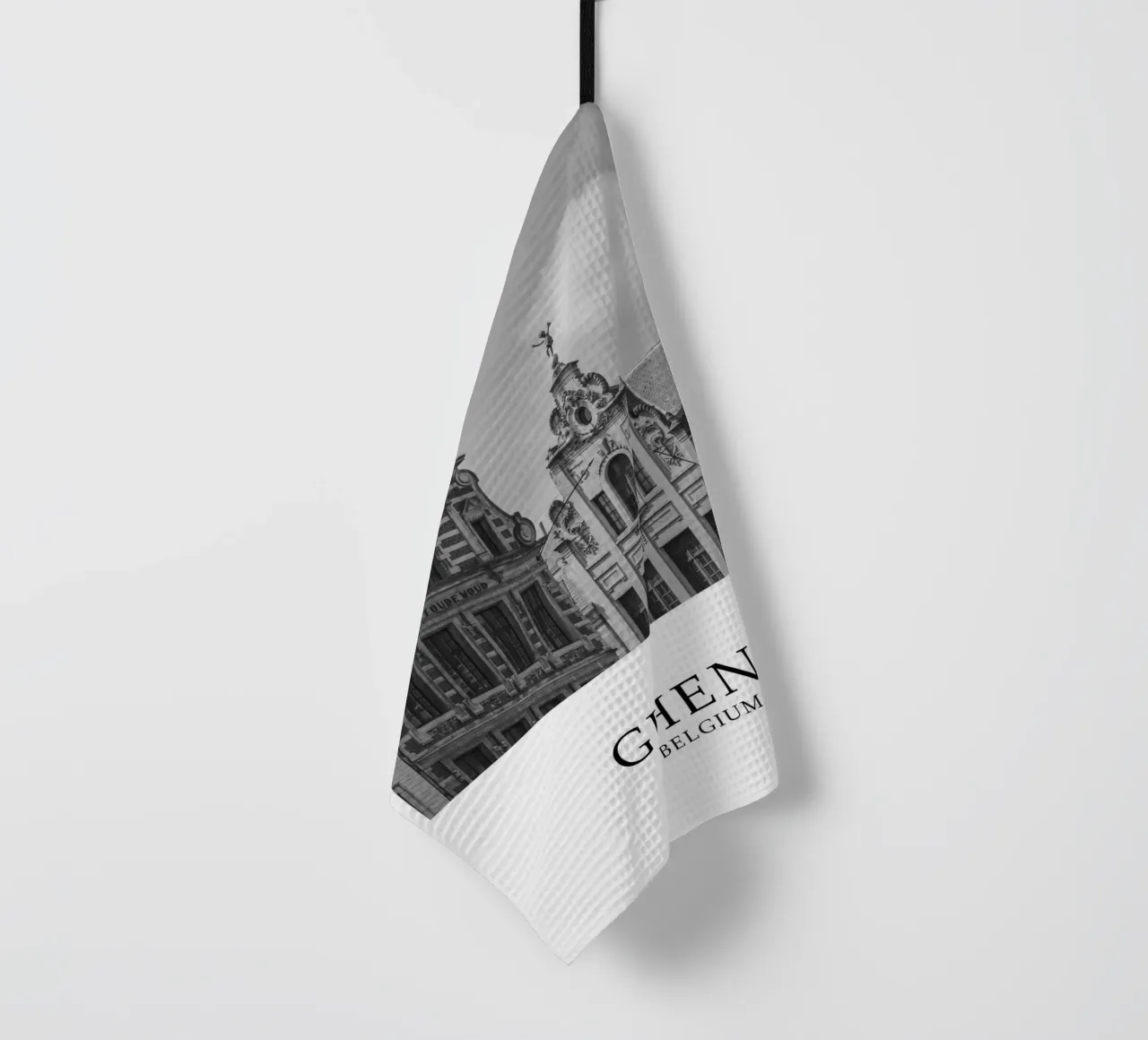 Gand Belgio Architettura Scena in scala di grigi canovaccio da cucina da Charnwood Prints