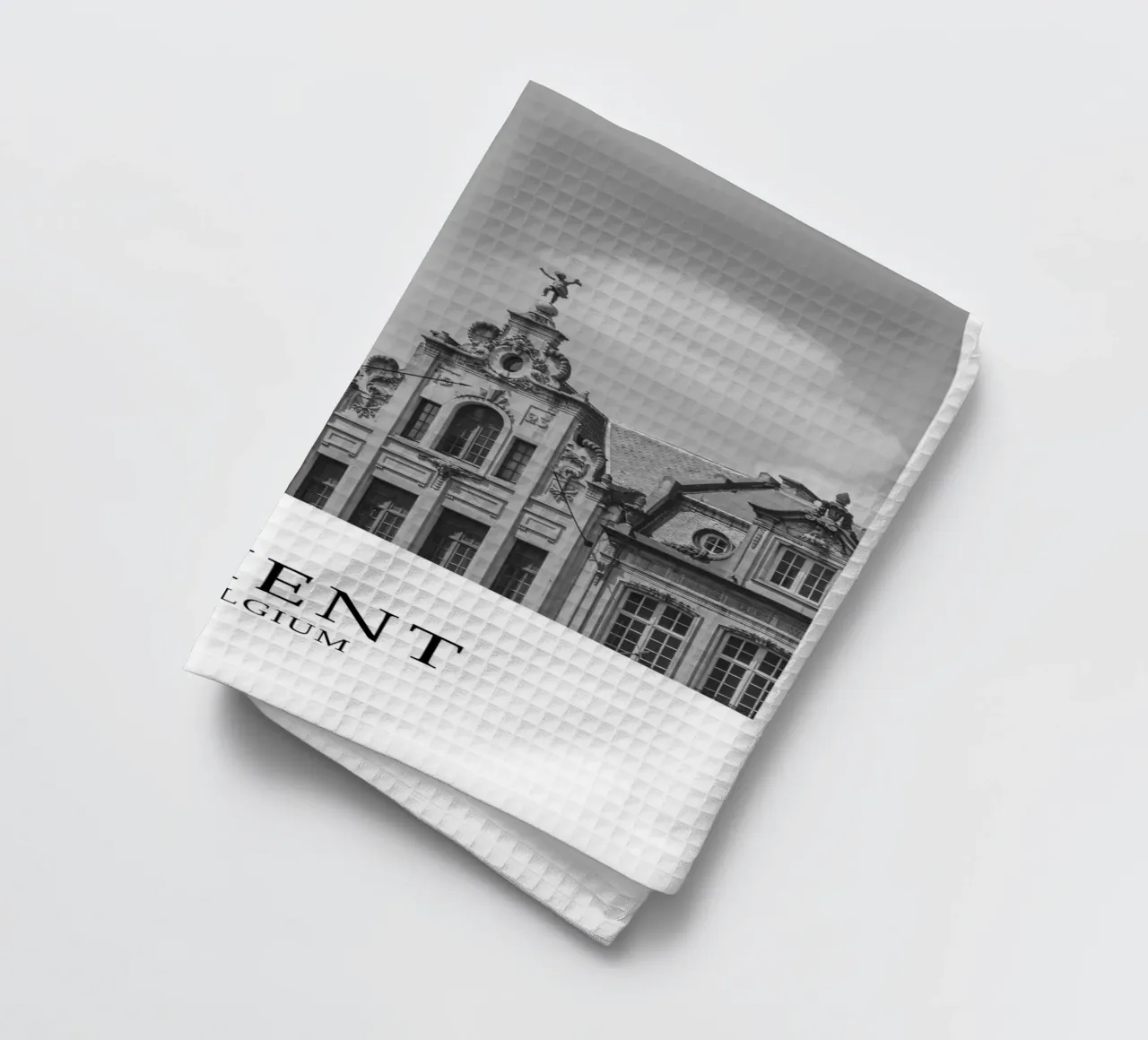 Gand Belgio Architettura Scena in scala di grigi canovaccio da cucina da Charnwood Prints