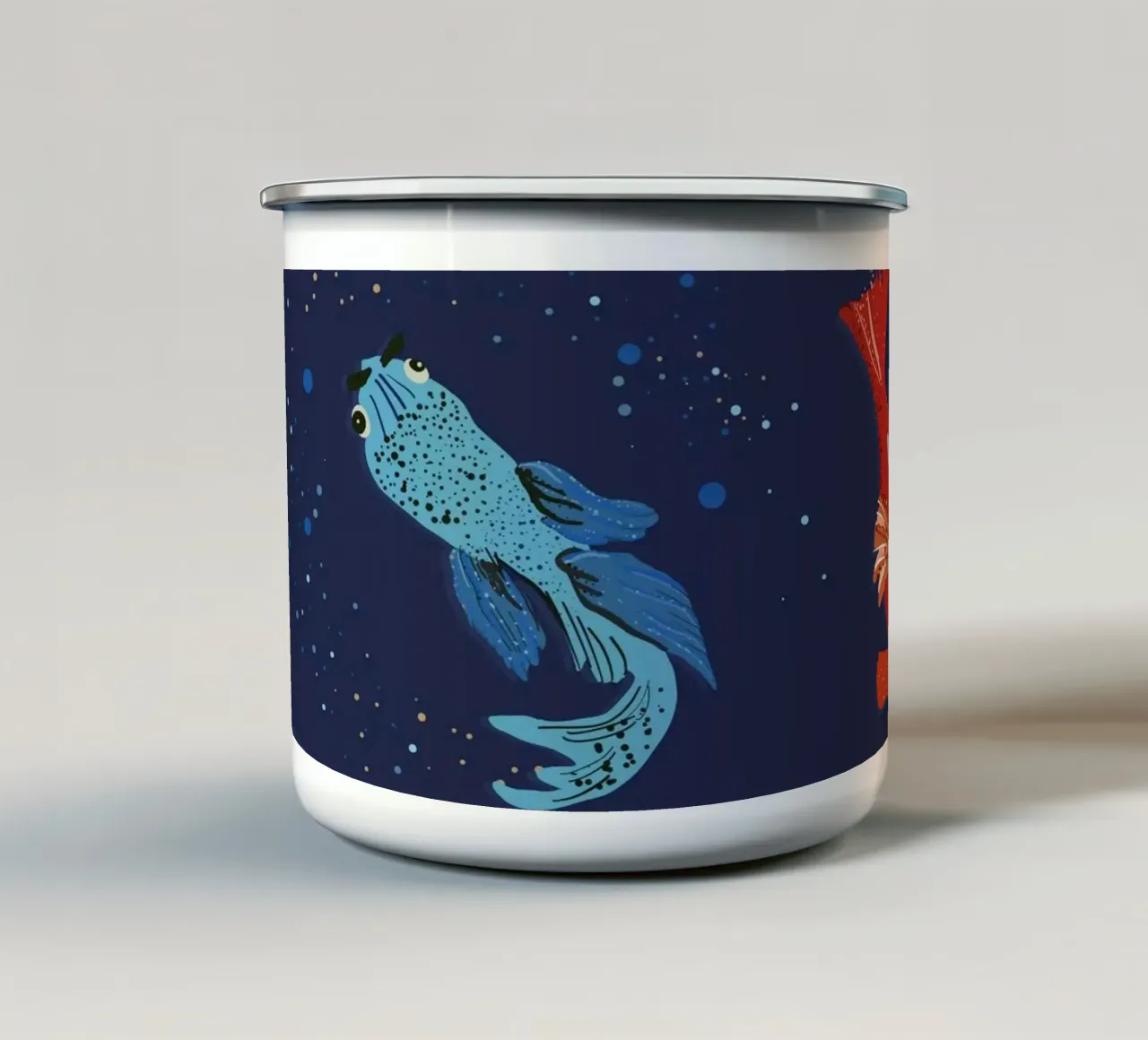 Pesci Koi scuri tazza in smalto da gulsengunel