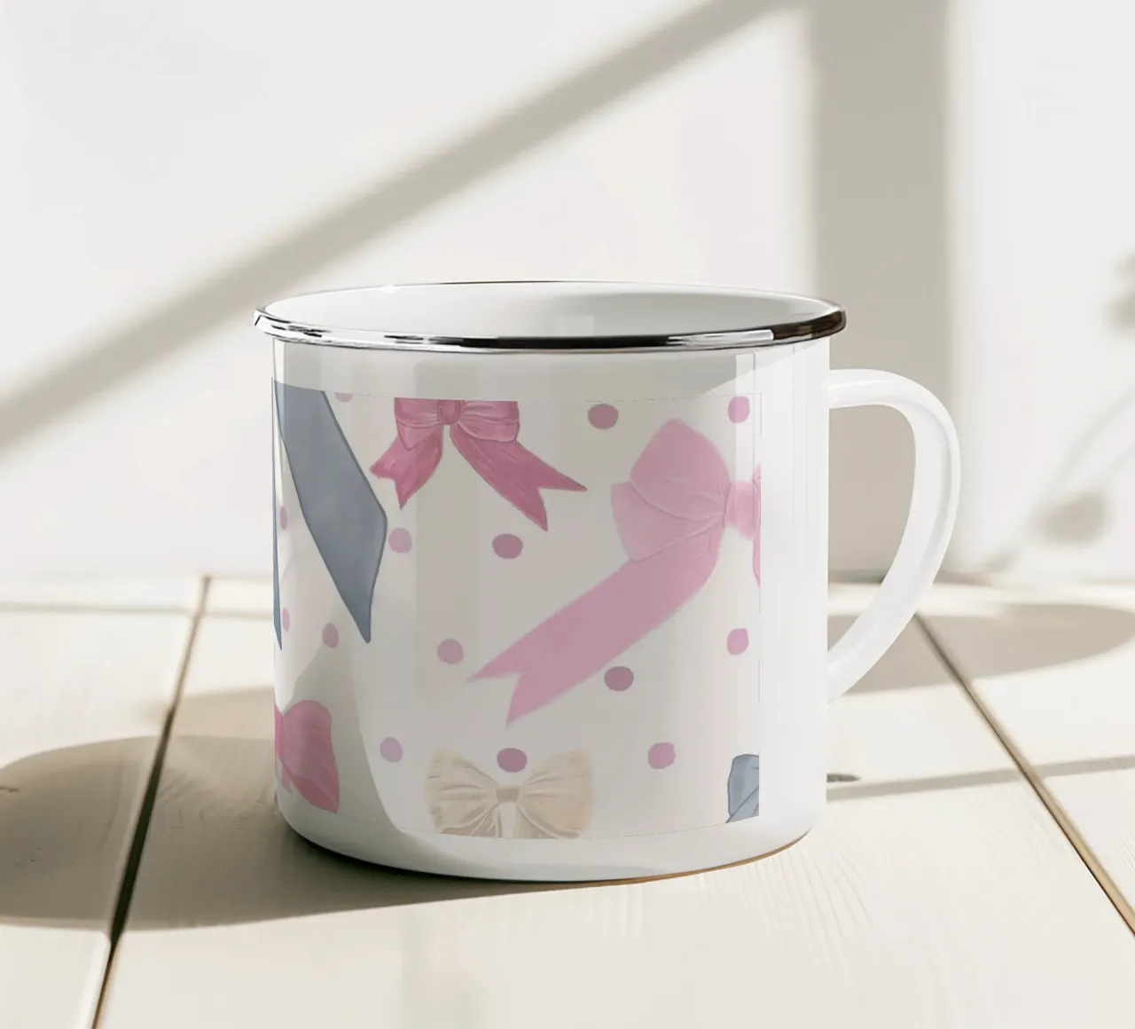Modello di papillon carino tazza in smalto da gulsengunel