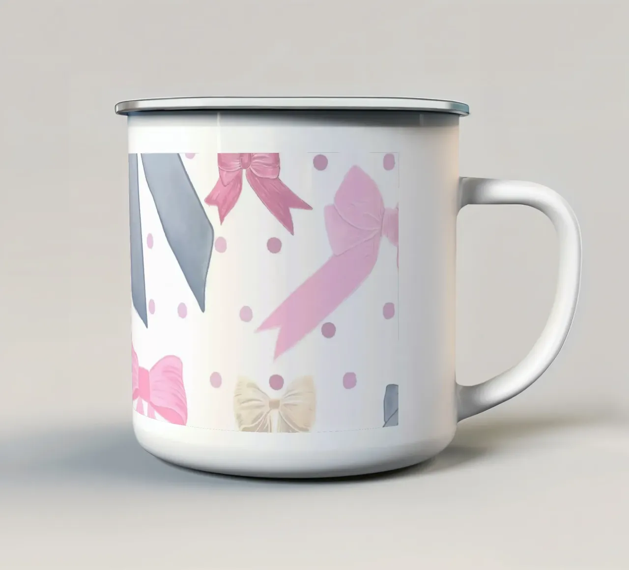 Modello di papillon carino tazza in smalto da gulsengunel