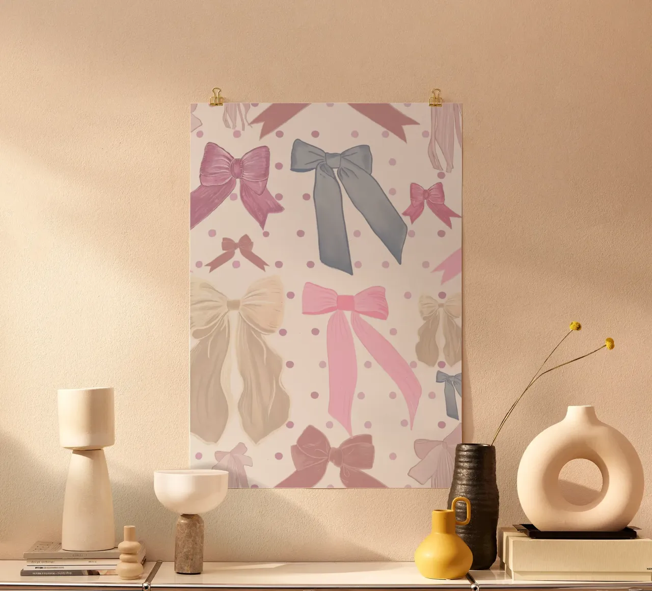 Cute bow ties pattern poster by gulsengunel