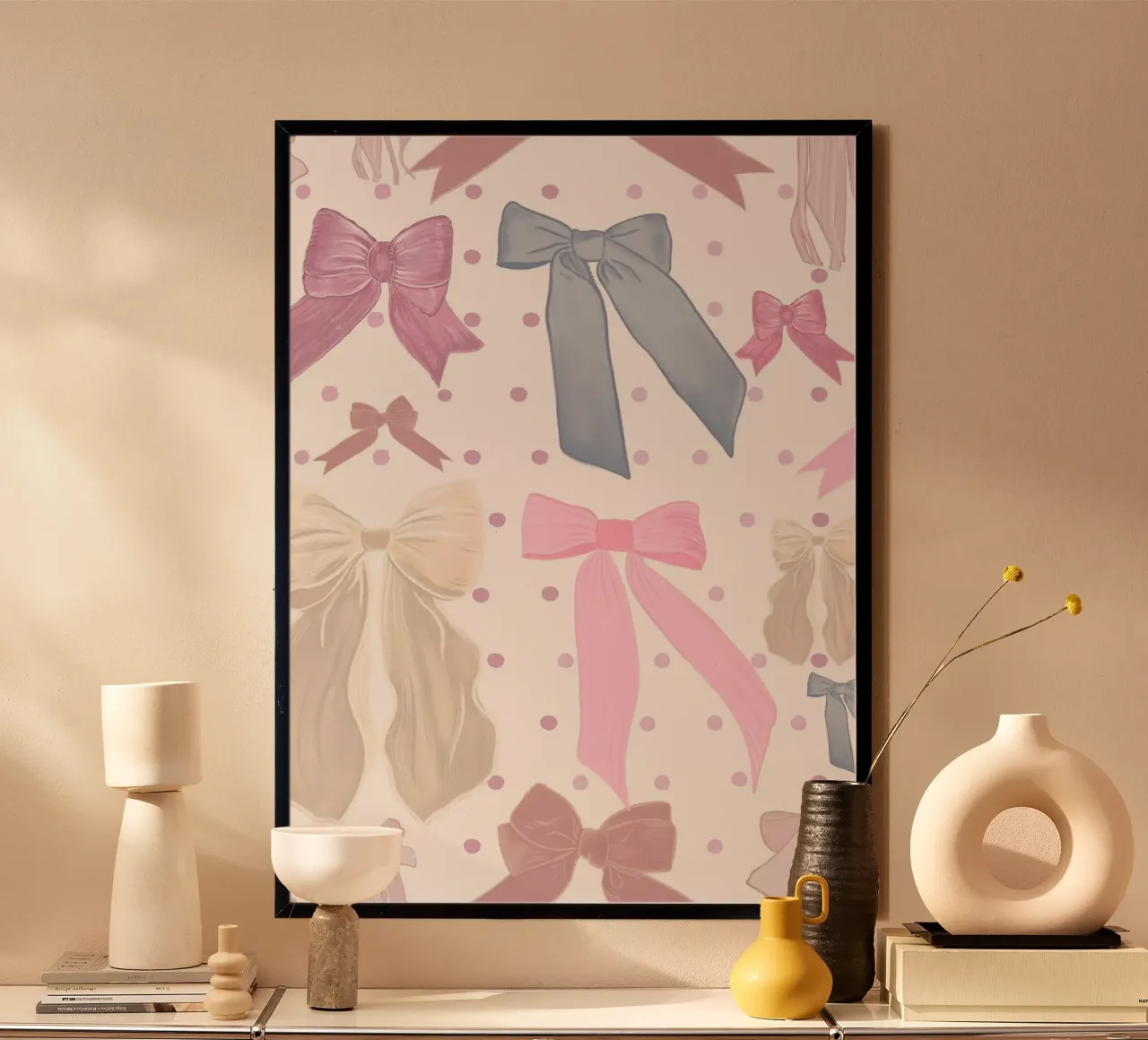 Cute bow ties pattern poster by gulsengunel