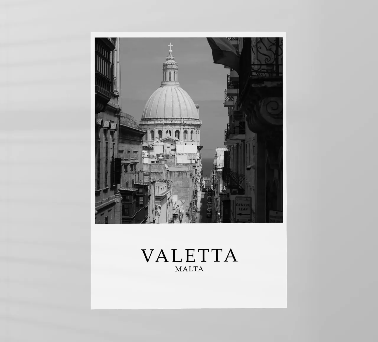 Valetta Malta Architecture Scene Greyscale pellicola backlit da Charnwood Prints