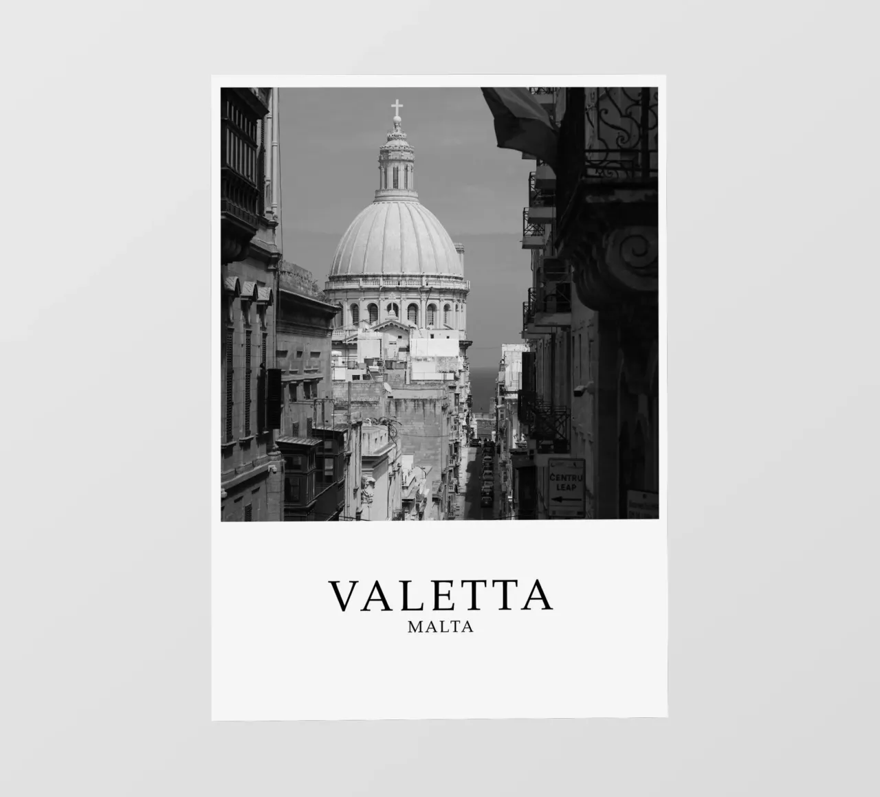 Valetta Malta Architecture Scene Greyscale pellicola backlit da Charnwood Prints