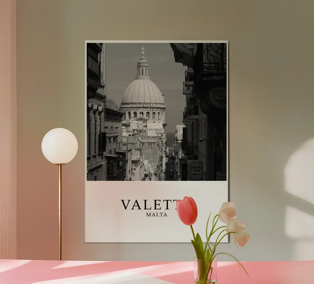 Valetta Malta Architecture Scene Greyscale poster by Charnwood Prints