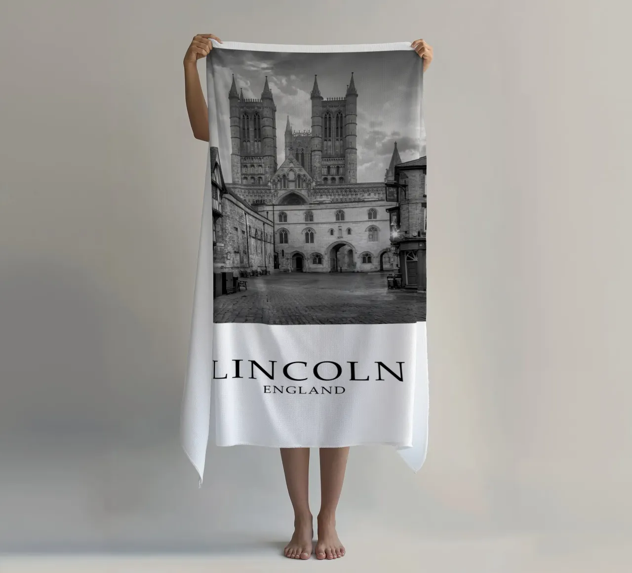 Lincoln Inghilterra Architettura Scena in scala di grigi telo mare da Charnwood Prints