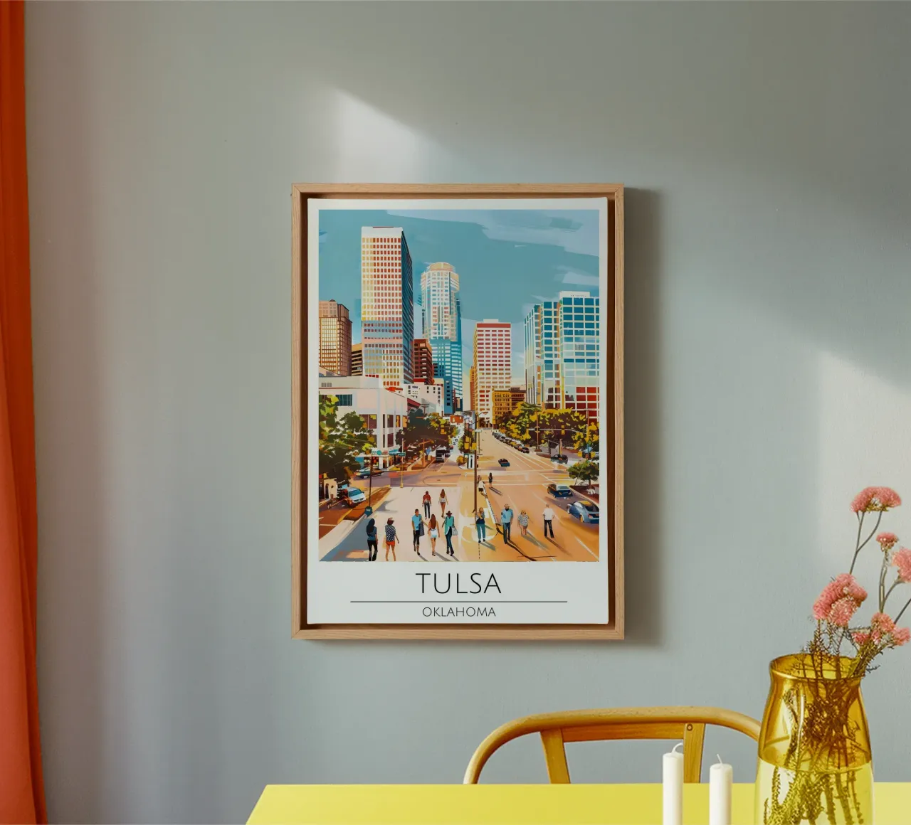 Tulsa, Oklahoma - Vintage stijl reisposter canvas met Baklijst van homdeco