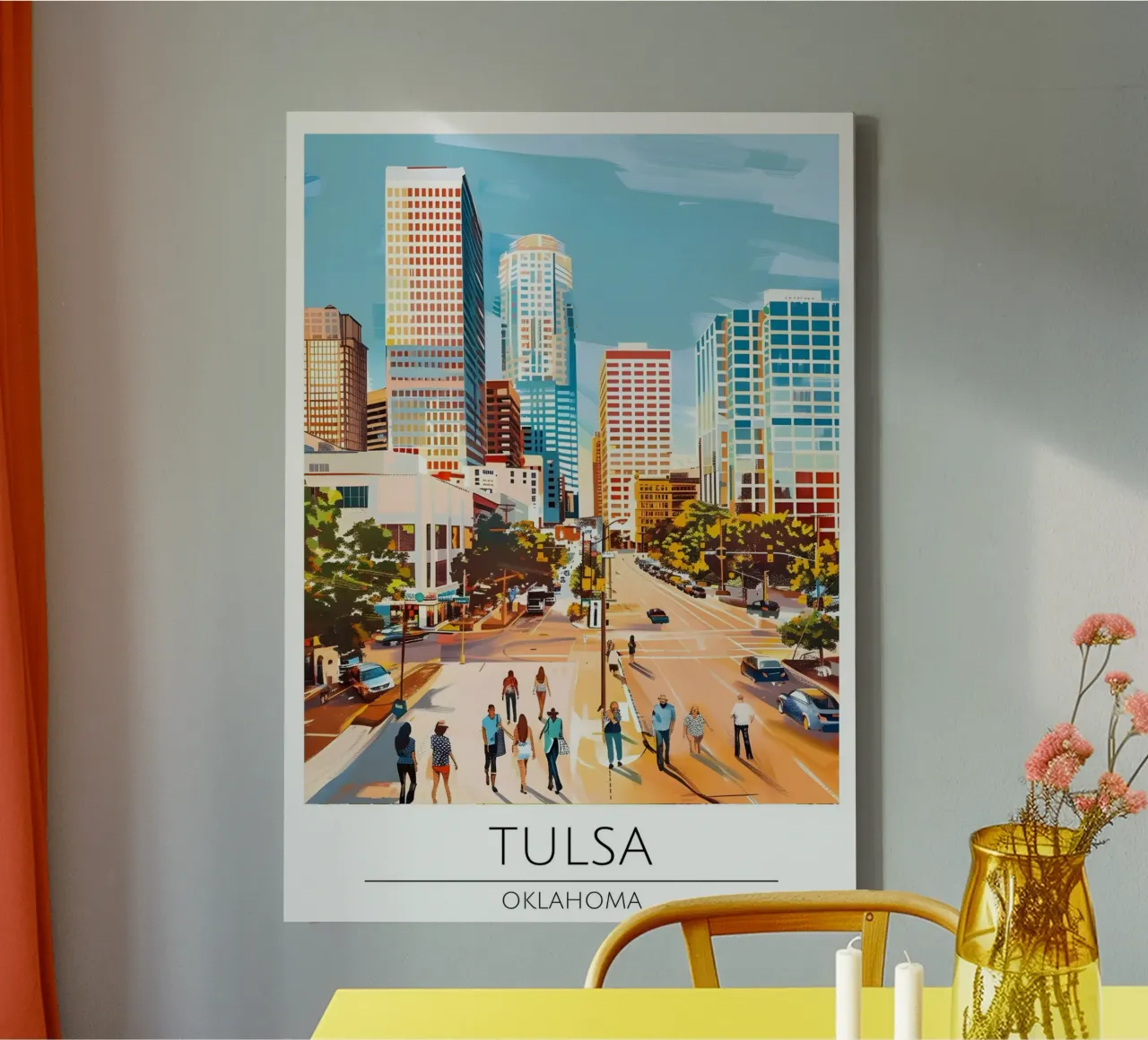 Tulsa, Oklahoma - Vintage stijl reisposter canvas met Baklijst van homdeco