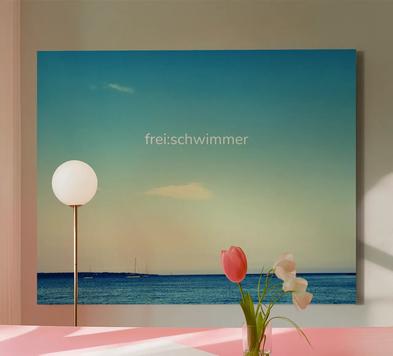 frei:schwimmer - Meeresansicht canvas met Baklijst van Frida + frei