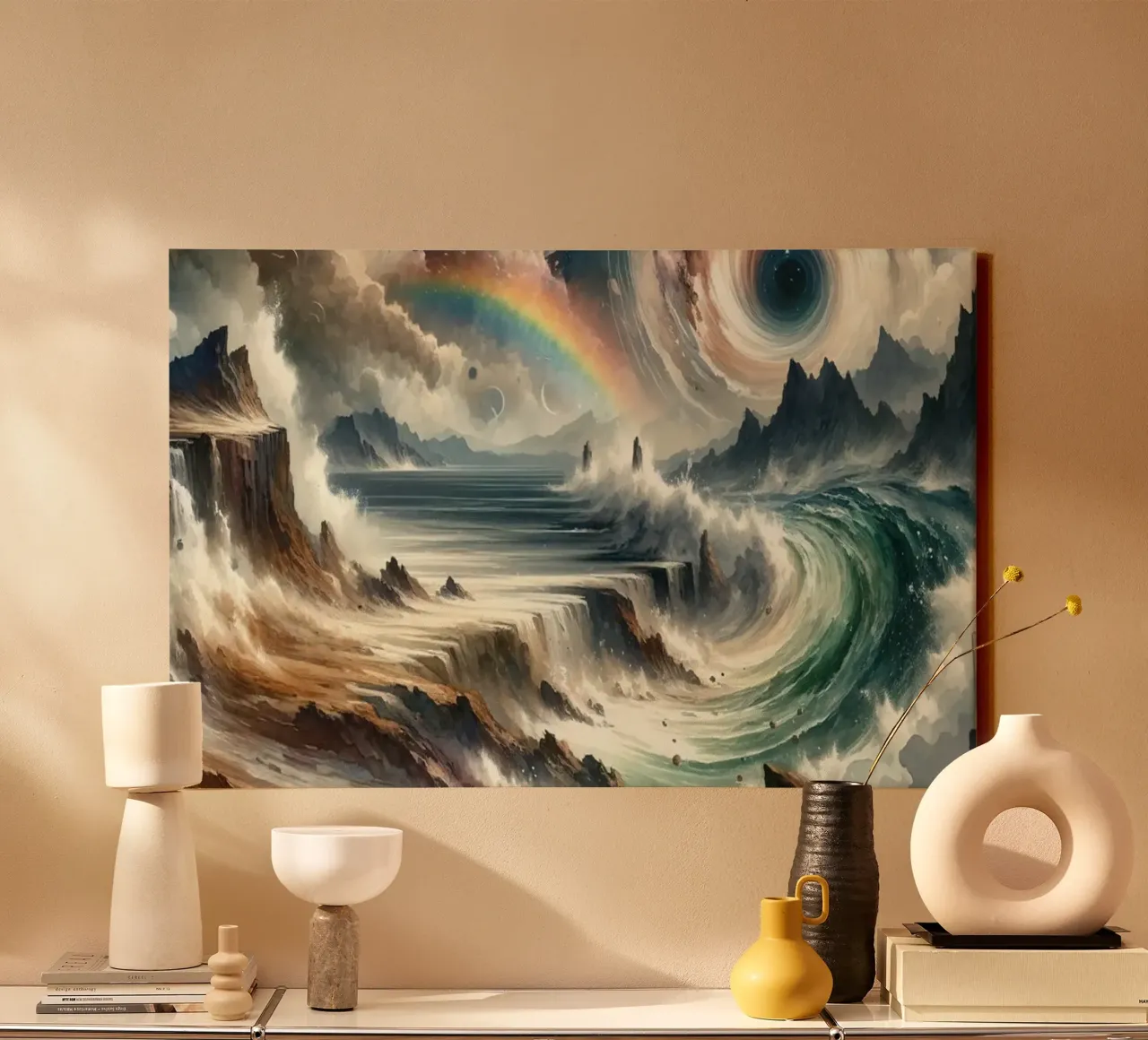 Tempestdans in een abstracte werveling canvas met Baklijst van Chromatic Fusion Studio