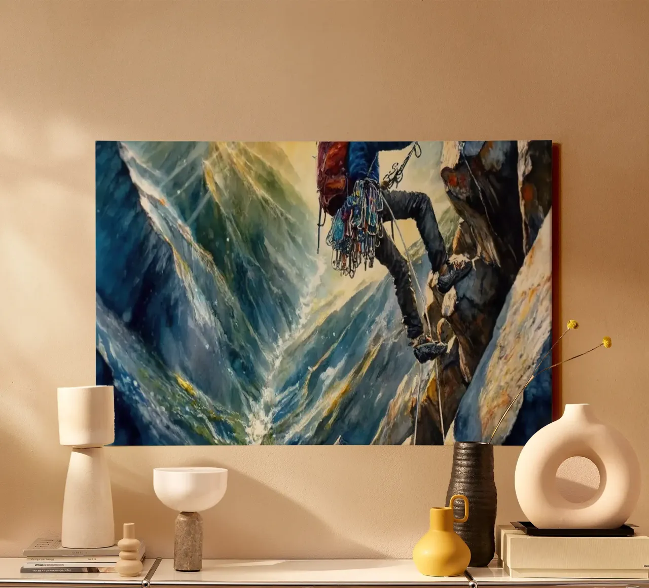 La danza dello scalatore con la natura tela con Cornice a cassetta da Chromatic Fusion Studio