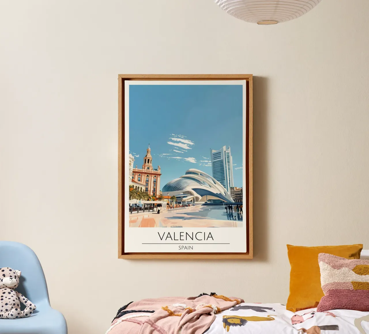 Valencia, Spanje - Moderne & Vintage Reisposter canvas met Baklijst van homdeco