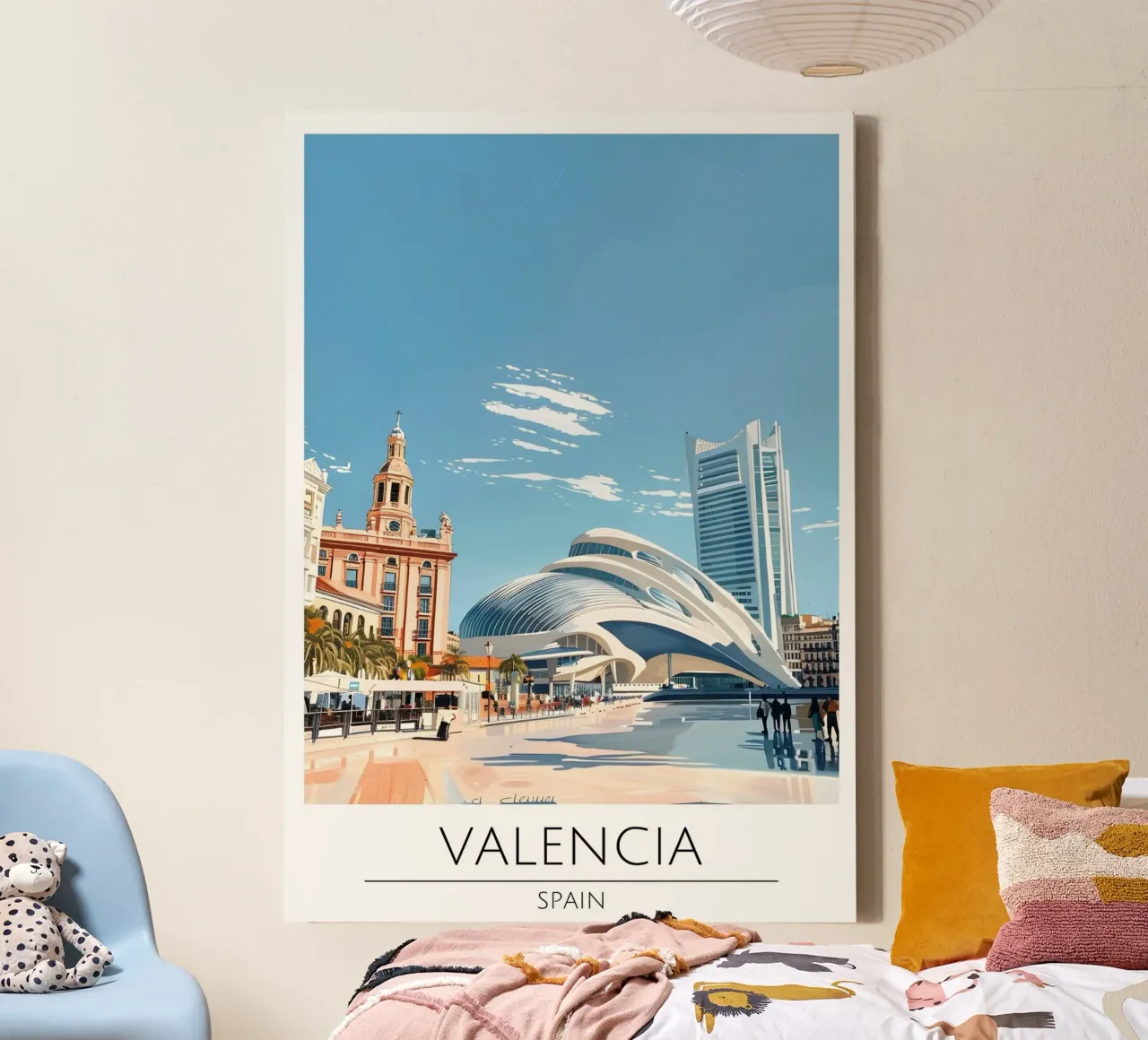 Valencia, Spanje - Moderne & Vintage Reisposter canvas met Baklijst van homdeco