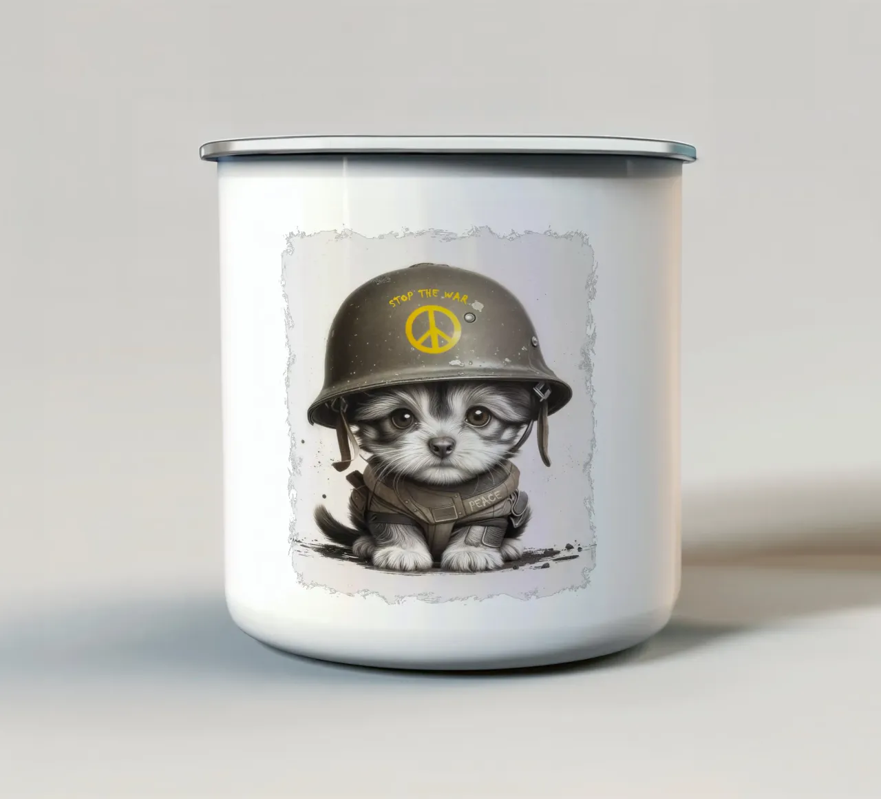 Pace per i cani - Stop alla guerra tazza in smalto da Black Sign Artwork