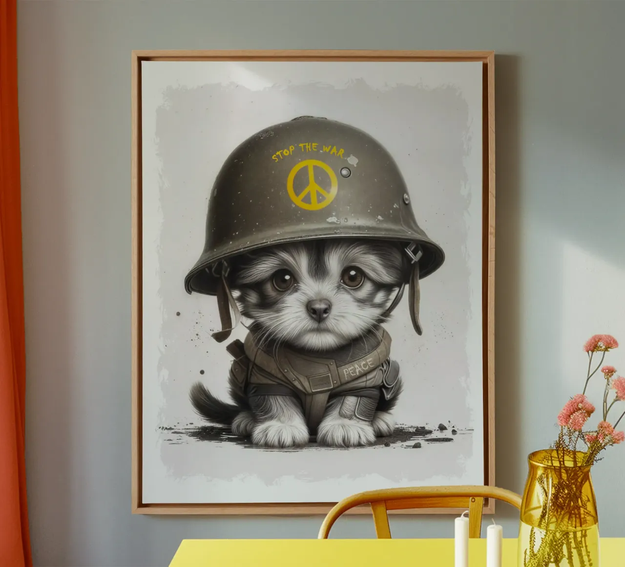 Pace per i cani - Stop alla guerra tela con Cornice a cassetta da Black Sign Artwork