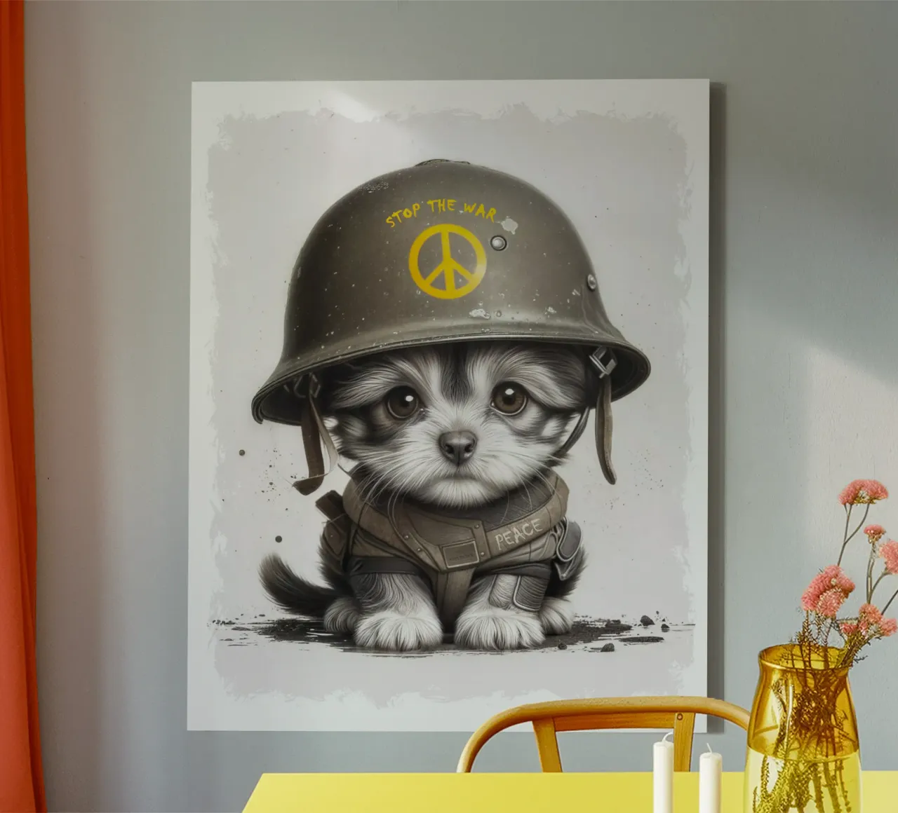Pace per i cani - Stop alla guerra tela con Cornice a cassetta da Black Sign Artwork