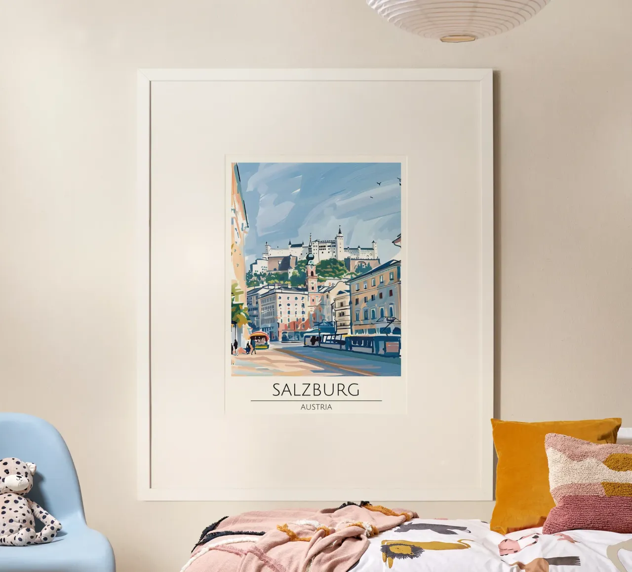Salisburgo, Austria - Poster di viaggio in stile vintage poster con telaio in plastica da homdeco