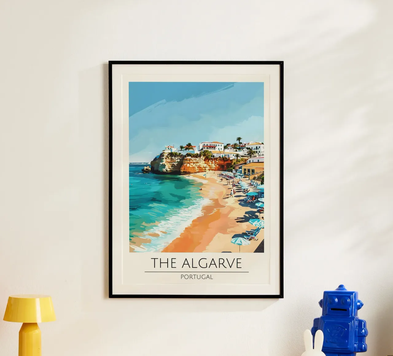 Spiaggia di Algarve, Portogallo - Poster di viaggio in stile vintage poster con telaio in alluminio da homdeco