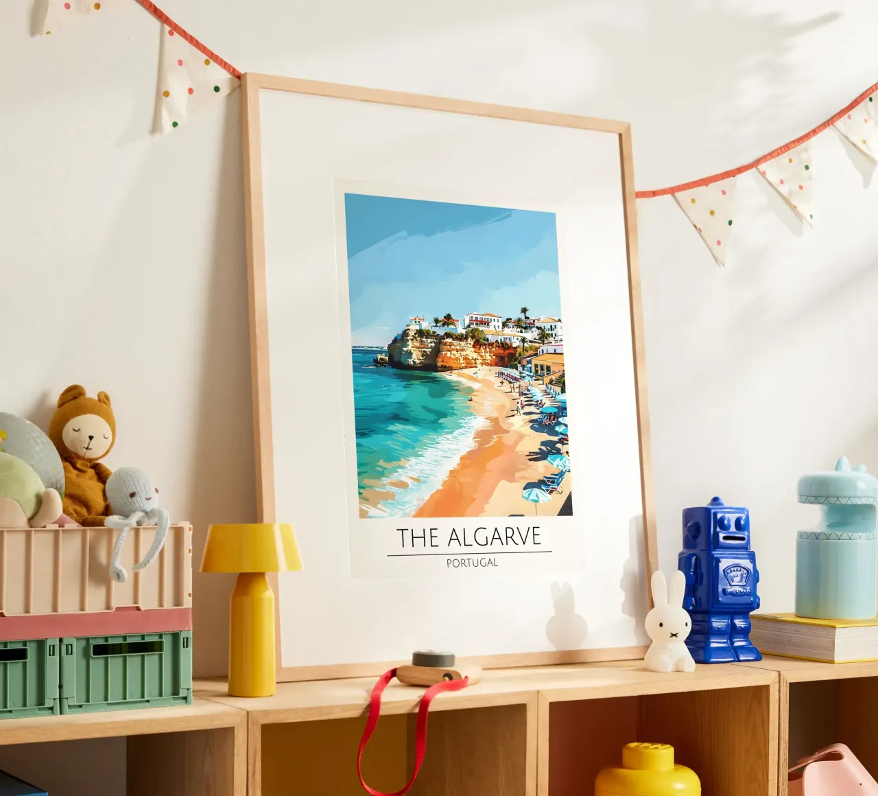 Spiaggia di Algarve, Portogallo - Poster di viaggio in stile vintage poster con telaio in alluminio da homdeco