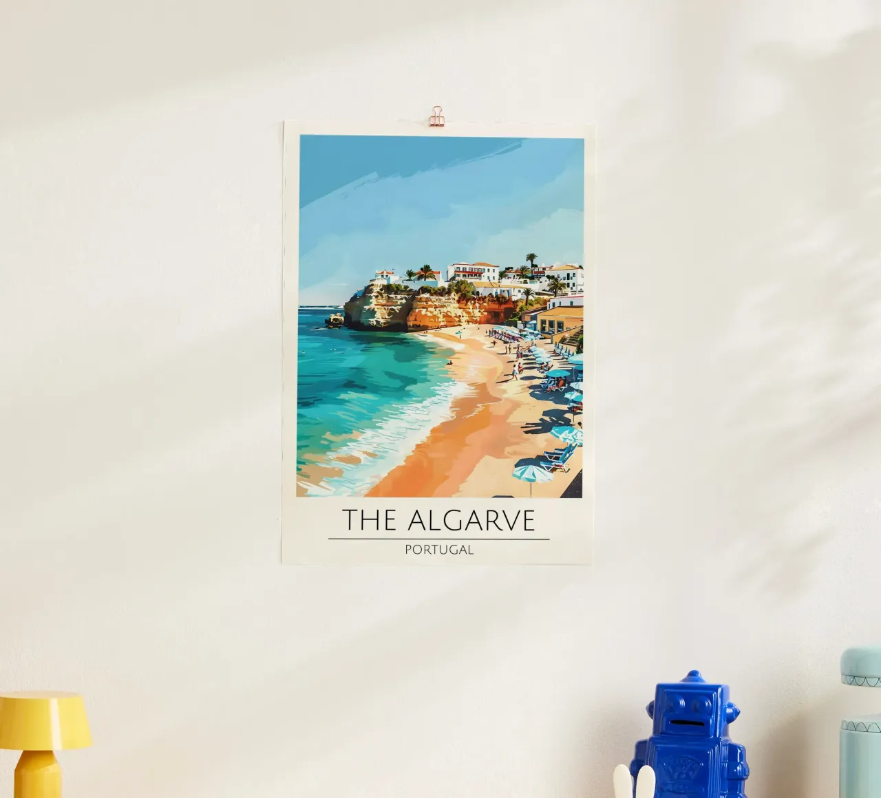Spiaggia di Algarve, Portogallo - Poster di viaggio in stile vintage poster con telaio in alluminio da homdeco