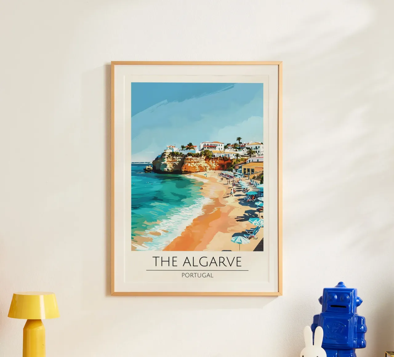Spiaggia di Algarve, Portogallo - Poster di viaggio in stile vintage poster con telaio in alluminio da homdeco