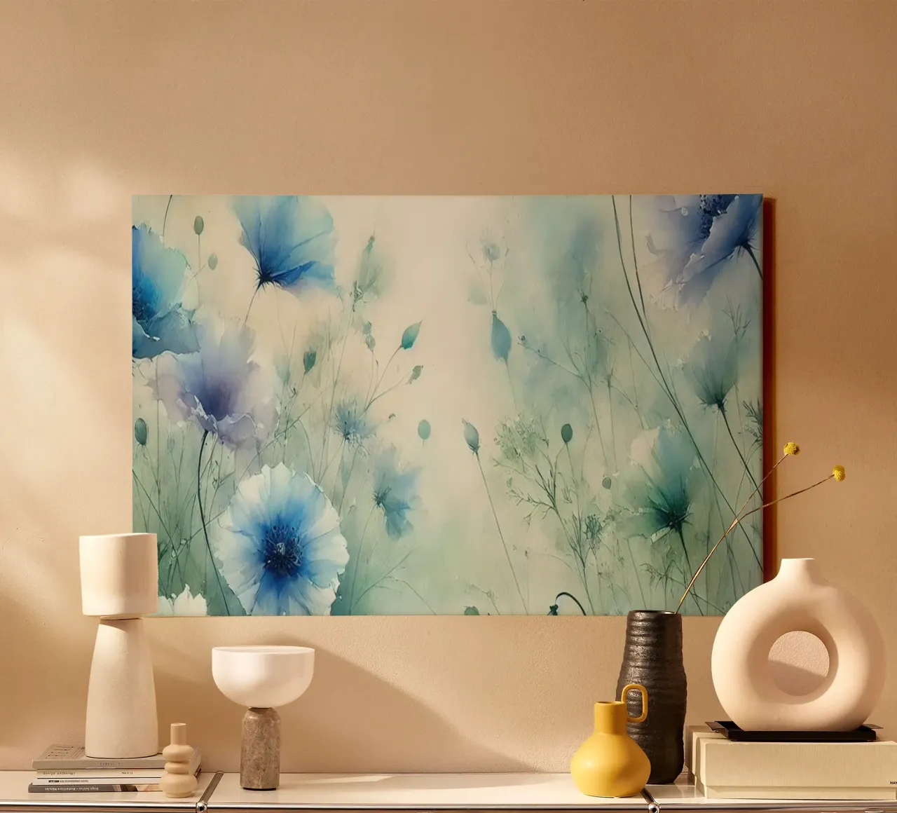 Rustig bloeiend veld canvas met Baklijst van Chromatic Fusion Studio