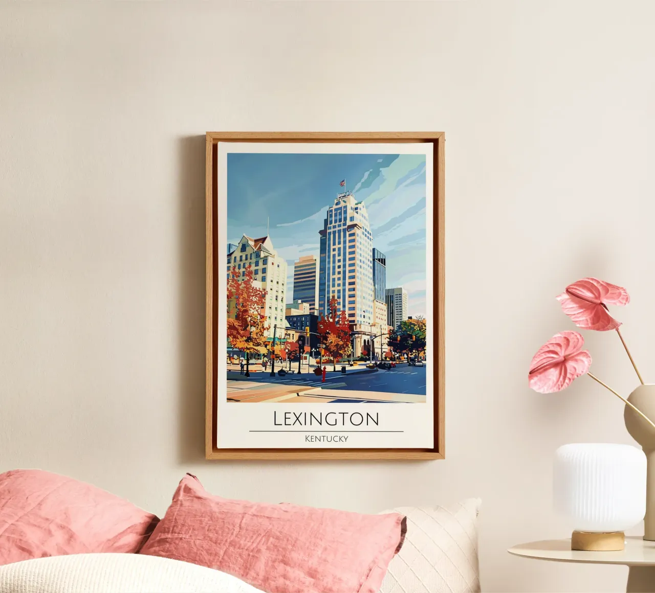 Lexington, Kentucky - Vintage Stijl Reisposter canvas met Baklijst van homdeco