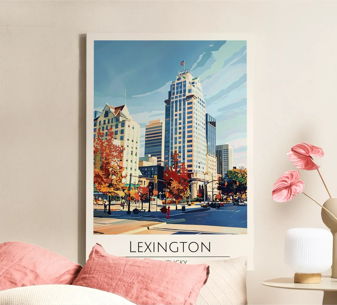 Lexington, Kentucky - Vintage Stijl Reisposter canvas met Baklijst van homdeco