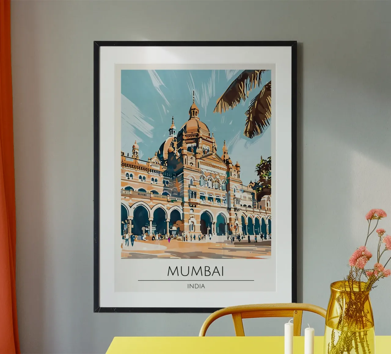 Mumbai, India - Poster di viaggio in stile vintage poster da homdeco