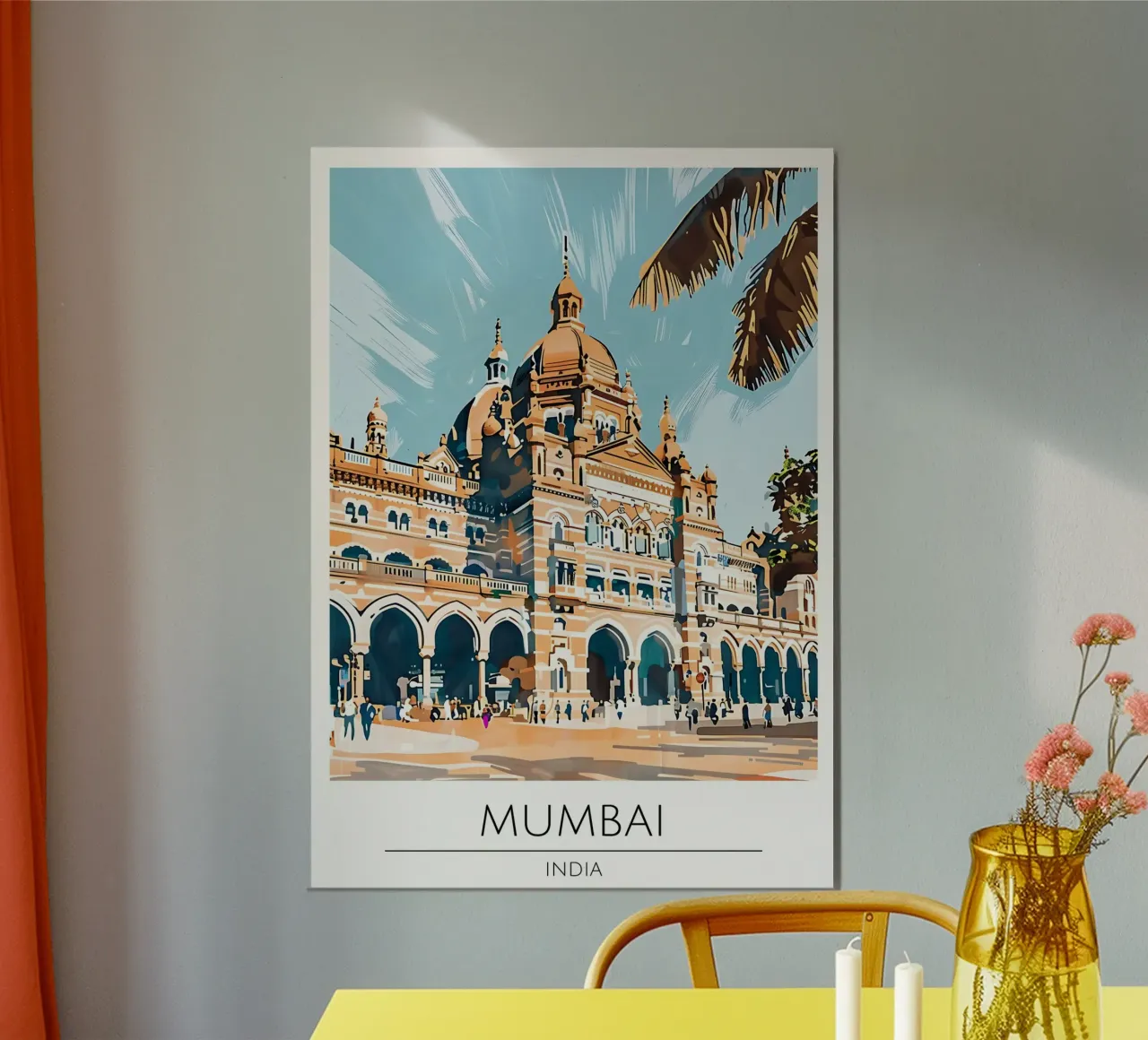 Mumbai, India - Poster di viaggio in stile vintage poster da homdeco
