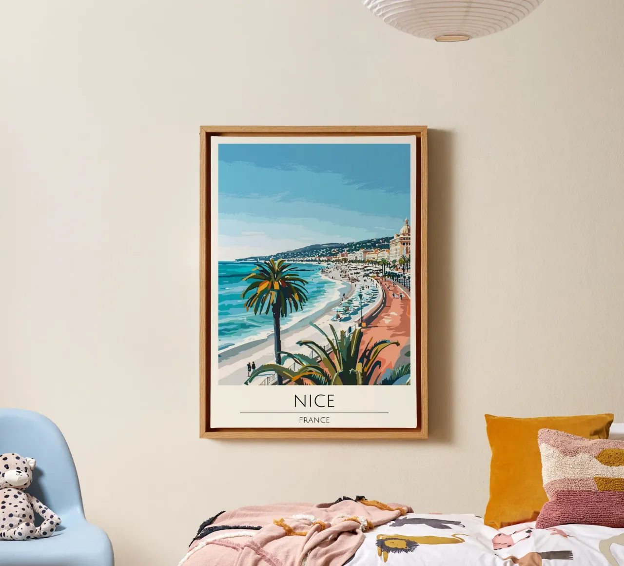 Nice, Frankrijk - Vintage stijl reisposter canvas met Baklijst van homdeco