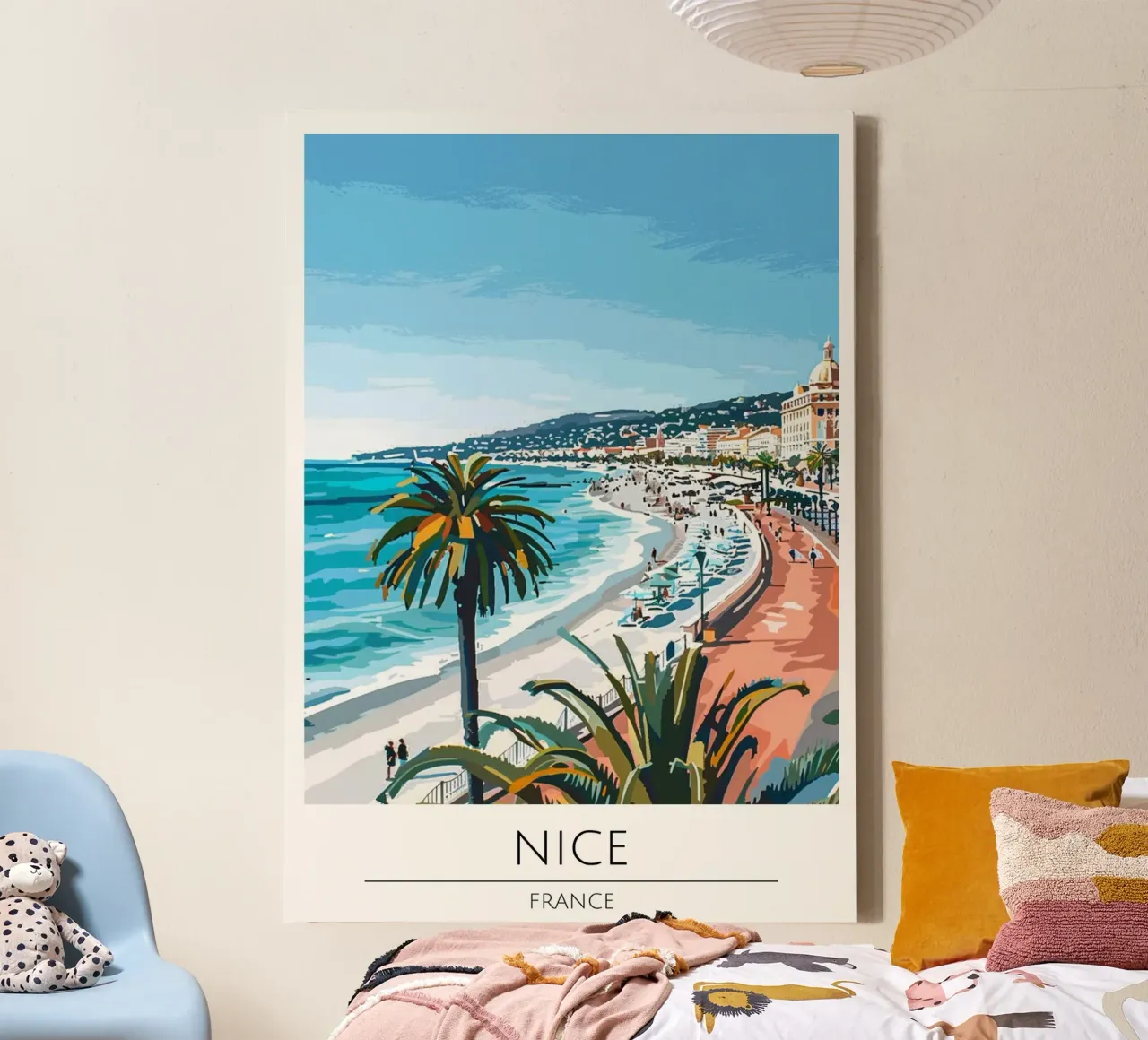 Nice, Frankrijk - Vintage stijl reisposter canvas met Baklijst van homdeco