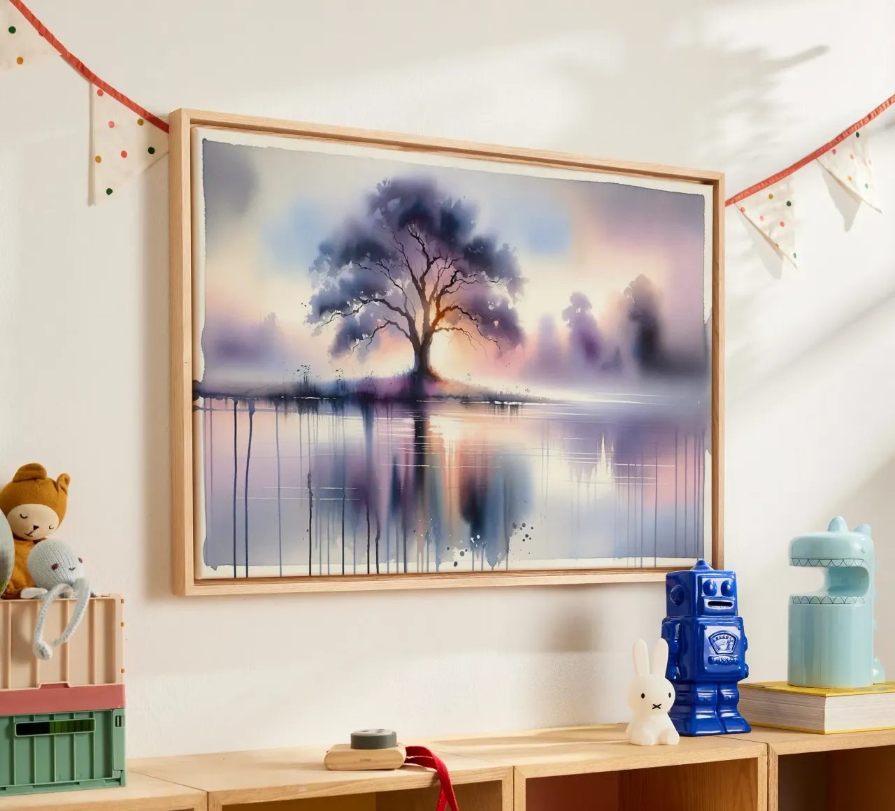 Riflesso di un albero tranquillo tela con Cornice a cassetta da Chromatic Fusion Studio
