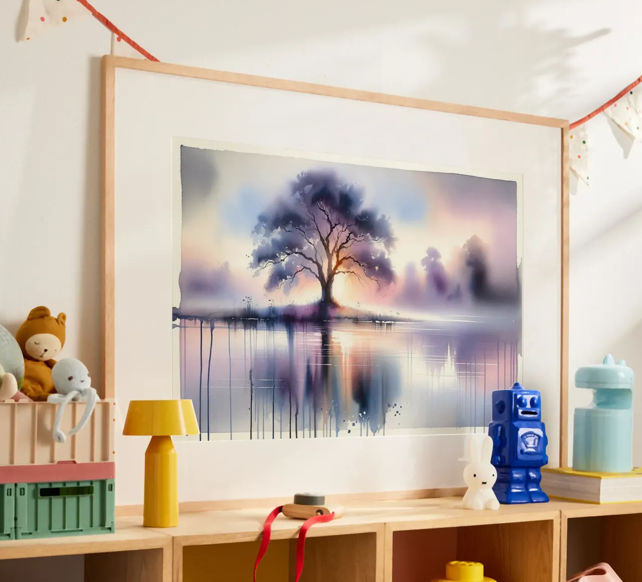 Tranquil Tree Reflection poster with plastic frame by Chromatic Fusion Studio